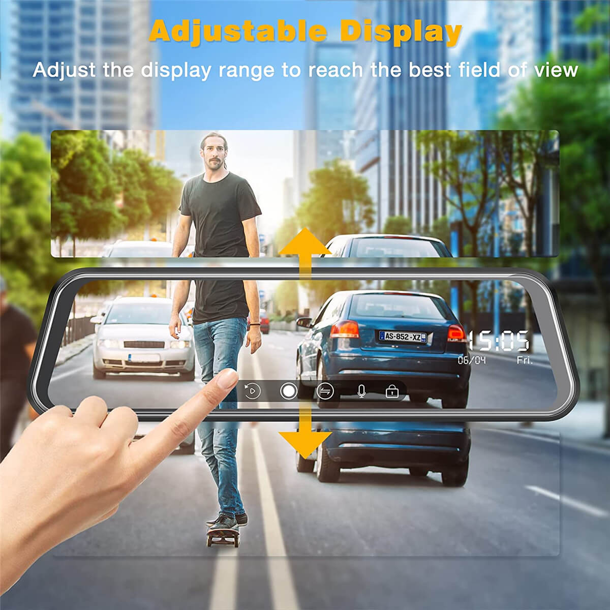 2.5K Mirror Dash Cam Car,10 in Rear View Mirror Camera Night Vision Full Touch Screen Waterproof Reverse Backup Camera,Dual Dash Camera Front and Rear Parking Assist,Loop Recording, G - Sensor - AMGUR