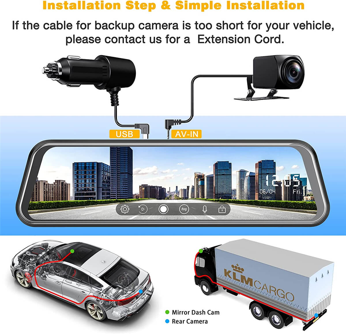 2.5K Mirror Dash Cam Car,10 in Rear View Mirror Camera Night Vision Full Touch Screen Waterproof Reverse Backup Camera,Dual Dash Camera Front and Rear Parking Assist,Loop Recording, G - Sensor - AMGUR