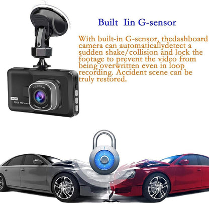 Car Dash Cam Full HD 1080P Car DVR Dashboard Camera with 170°Wide Angle, WDR, G - Sensor, Loop Recording and Motion Detection - AMGUR