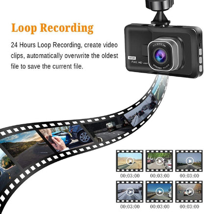 Car Dash Cam Full HD 1080P Car DVR Dashboard Camera with 170°Wide Angle, WDR, G - Sensor, Loop Recording and Motion Detection - AMGUR