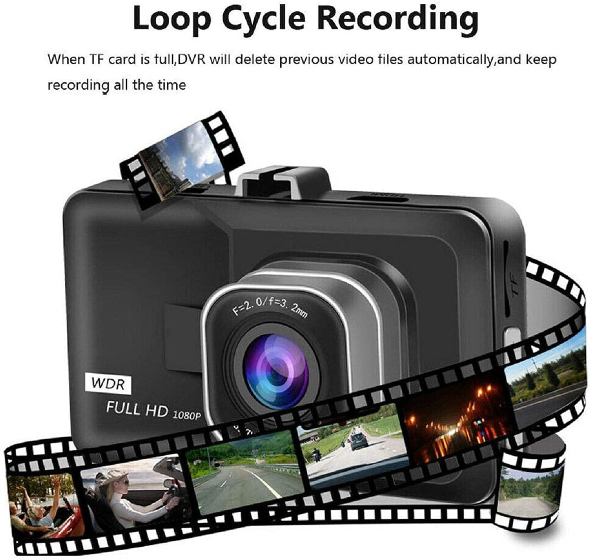 Car Dash Cam Full HD 1080P Car DVR Dashboard Camera with 170°Wide Angle, WDR, G - Sensor, Loop Recording and Motion Detection - AMGUR