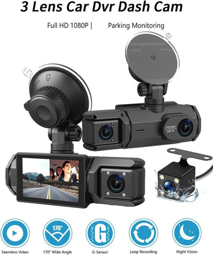 Car Dash Cam HD 1080p Car DVR Vehicle Backup Camera Video Recorder Dash Camera with G - Sensor Loop Recording Parking Mode - AMGUR