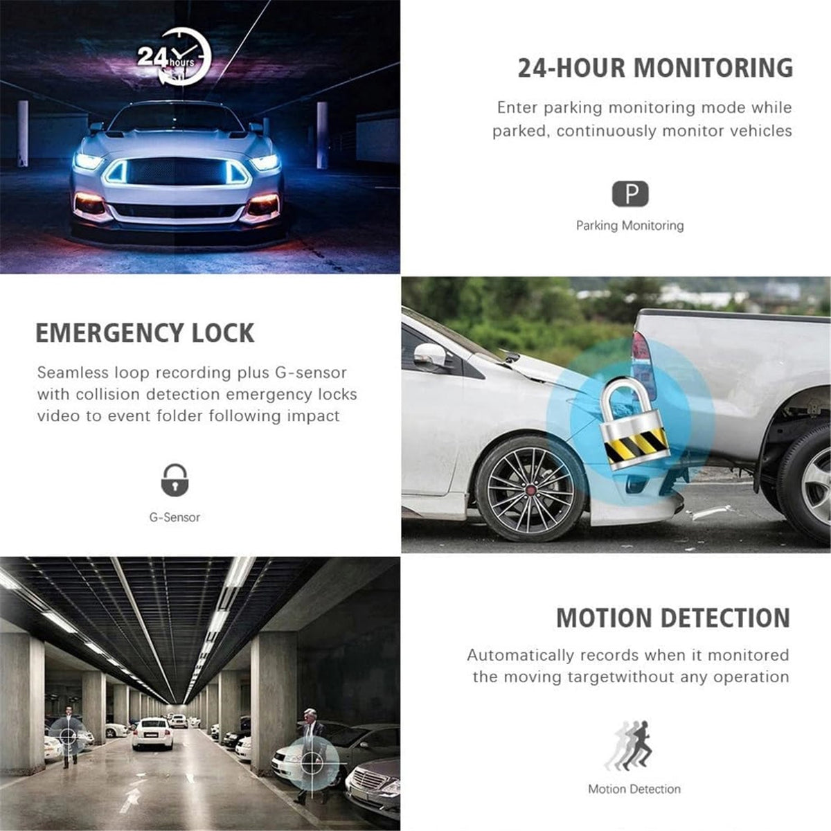 Car Dash Cam HD 1080p Car DVR Vehicle Backup Camera Video Recorder Dash Camera with G - Sensor Loop Recording Parking Mode - AMGUR