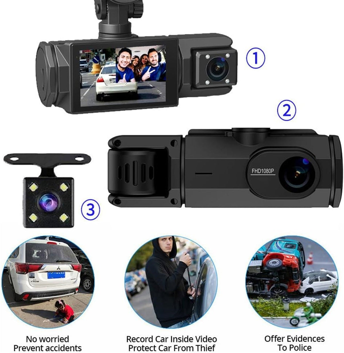 Car Dash Cam HD 1080p Car DVR Vehicle Backup Camera Video Recorder Dash Camera with G - Sensor Loop Recording Parking Mode - AMGUR