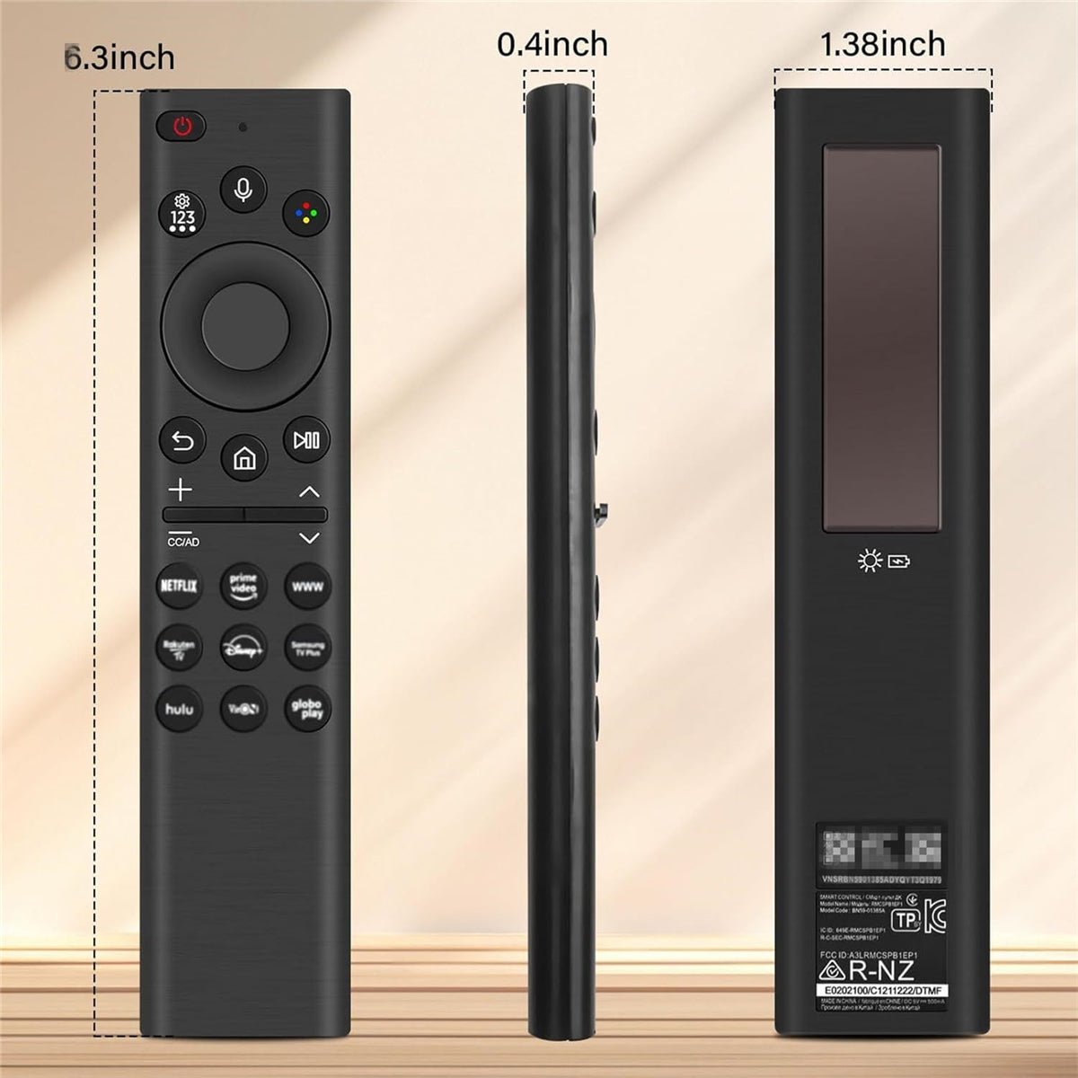 Premium Design Eco Solar Charger TV Remote Control for Samsung Smart TVs Neo QLED, The Frame and Crystal UHD Series 4K TV Remote with Voice Control - AMGUR