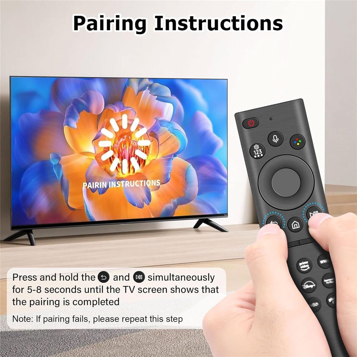 Premium Design Eco Solar Charger TV Remote Control for Samsung Smart TVs Neo QLED, The Frame and Crystal UHD Series 4K TV Remote with Voice Control - AMGUR