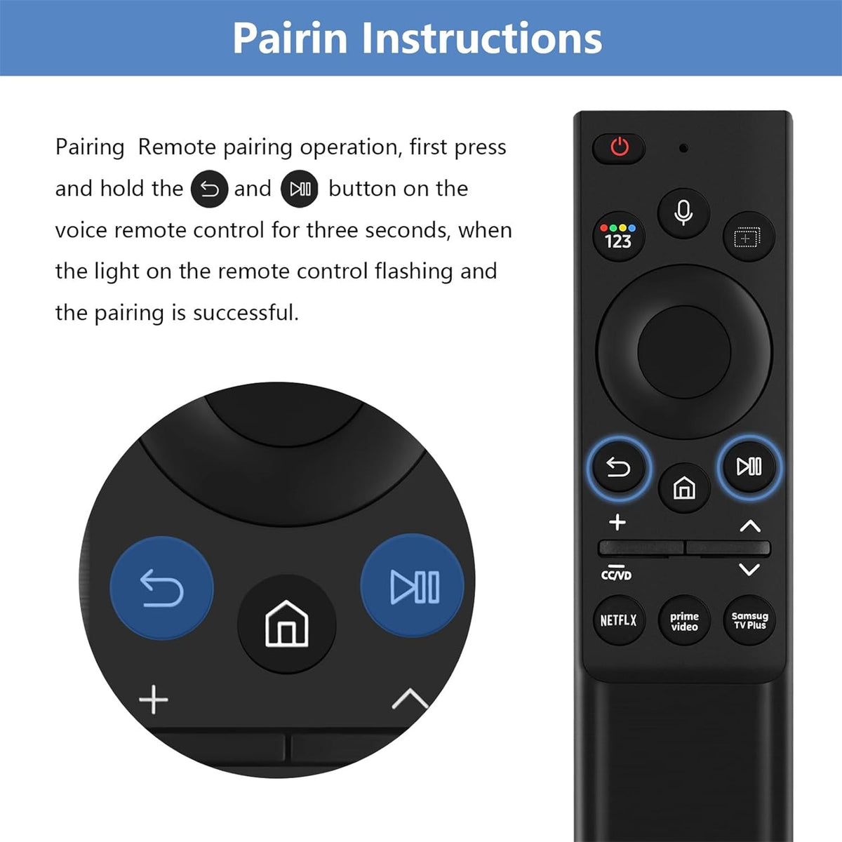 Premium Design Eco Solar Charger TV Remote Control for Samsung Smart TVs Neo QLED, The Frame and Crystal UHD Series 4K TV Remote with Voice Control (BN59 - 01357A) - AMGUR