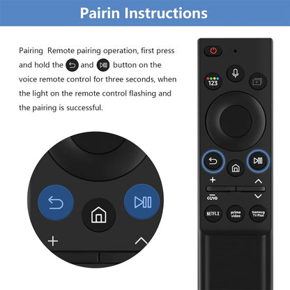 Premium Design Eco Solar Charger TV Remote Control for Samsung Smart TVs Neo QLED, The Frame and Crystal UHD Series 4K TV Remote with Voice Control (BN59 - 01357A) - AMGUR