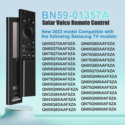 Premium Design Eco Solar Charger TV Remote Control for Samsung Smart TVs Neo QLED, The Frame and Crystal UHD Series 4K TV Remote with Voice Control (BN59 - 01357A) - AMGUR