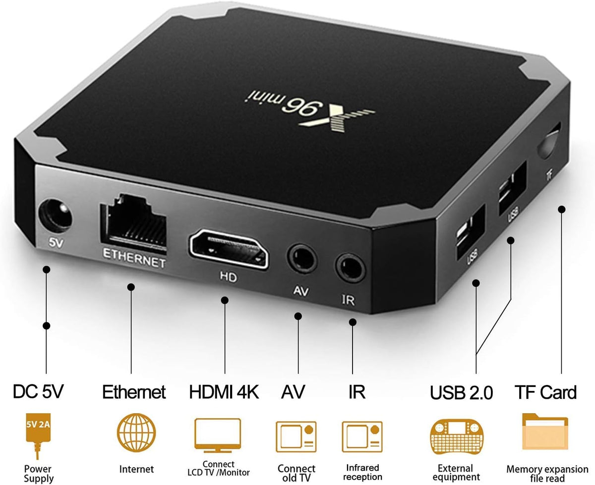 X96 Mini Android TV Box Amlogic S905W Quad Core 1GB/8GB Smart TV Box WiFi 4K Ultra HD OTT Box Bluetooth H.265 HEVC HDMI Streaming Media Player - B075TV3H9C - AMGUR