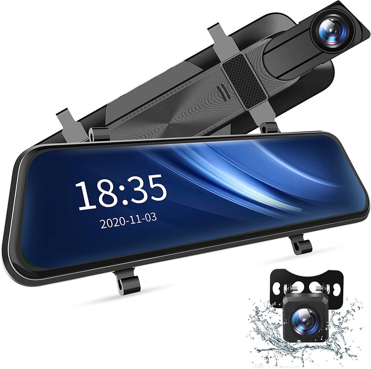 2.5K Mirror Dash Cam Voice Control, Dual Dash Cam with 10" Touch Screen, Rear View Mirror Camera, Waterproof Backup Camera, Parking Assist, Smart Parking Mode, Loop Recording, G - Sensor - B08KY4FNPJ - AMGUR