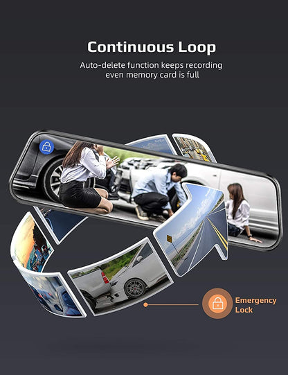 2.5K Mirror Dash Cam Voice Control, Dual Dash Cam with 10" Touch Screen, Rear View Mirror Camera, Waterproof Backup Camera, Parking Assist, Smart Parking Mode, Loop Recording, G - Sensor - B08KY4FNPJ - AMGUR