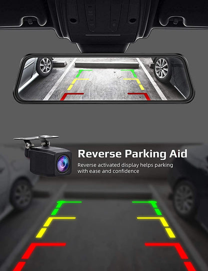 2.5K Mirror Dash Cam Voice Control, Dual Dash Cam with 10" Touch Screen, Rear View Mirror Camera, Waterproof Backup Camera, Parking Assist, Smart Parking Mode, Loop Recording, G - Sensor - B08KY4FNPJ - AMGUR