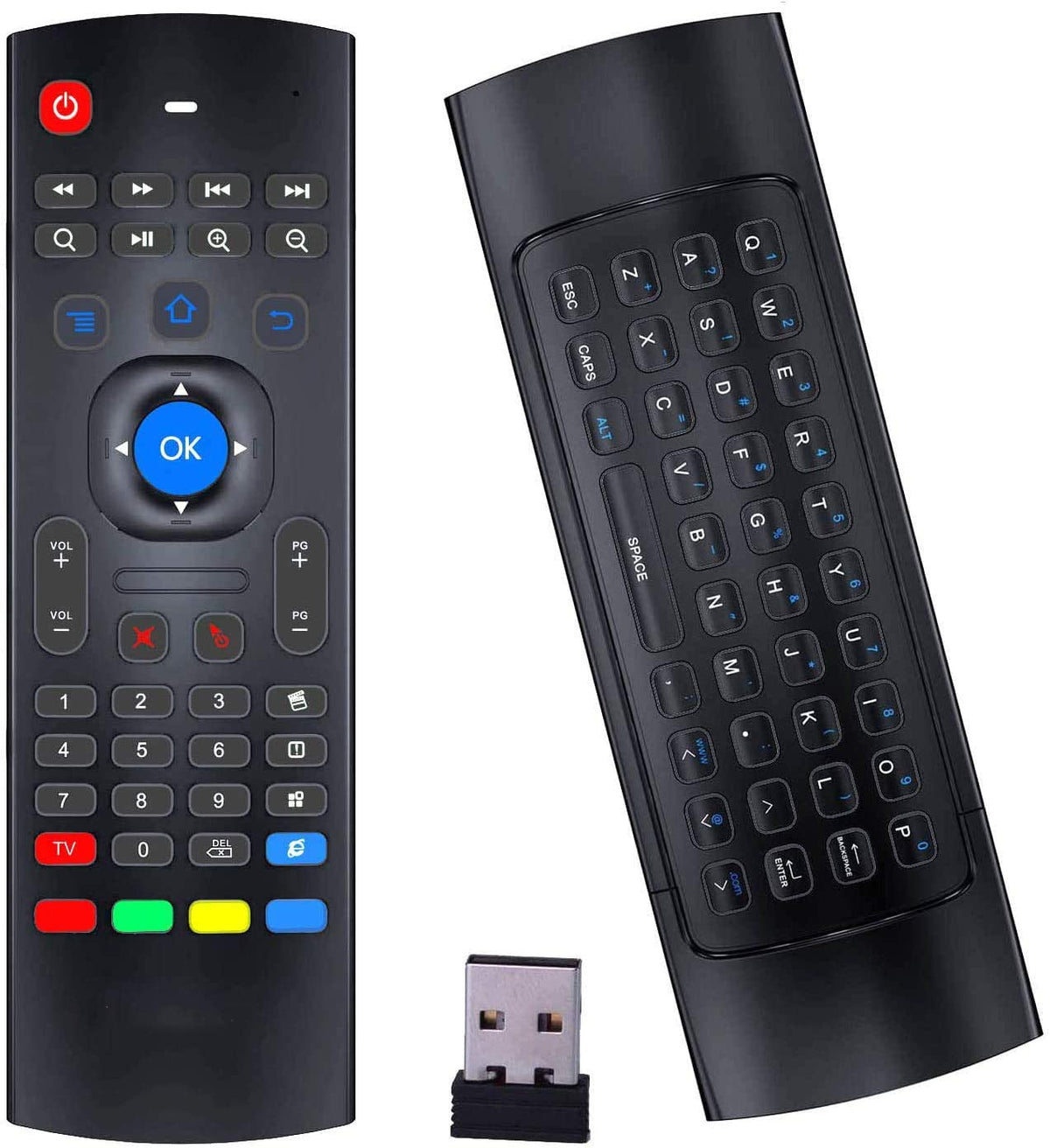 MX3 Pro Air Remote Mouse 2.4G Backlit Kodi Remote Control, Mini Wireless Keyboard & Infrared Remote Control Learning, Best for Android Smart Tv Box HTPC IPTV PC Pad Xbox Raspberry pi 3 - AMGUR