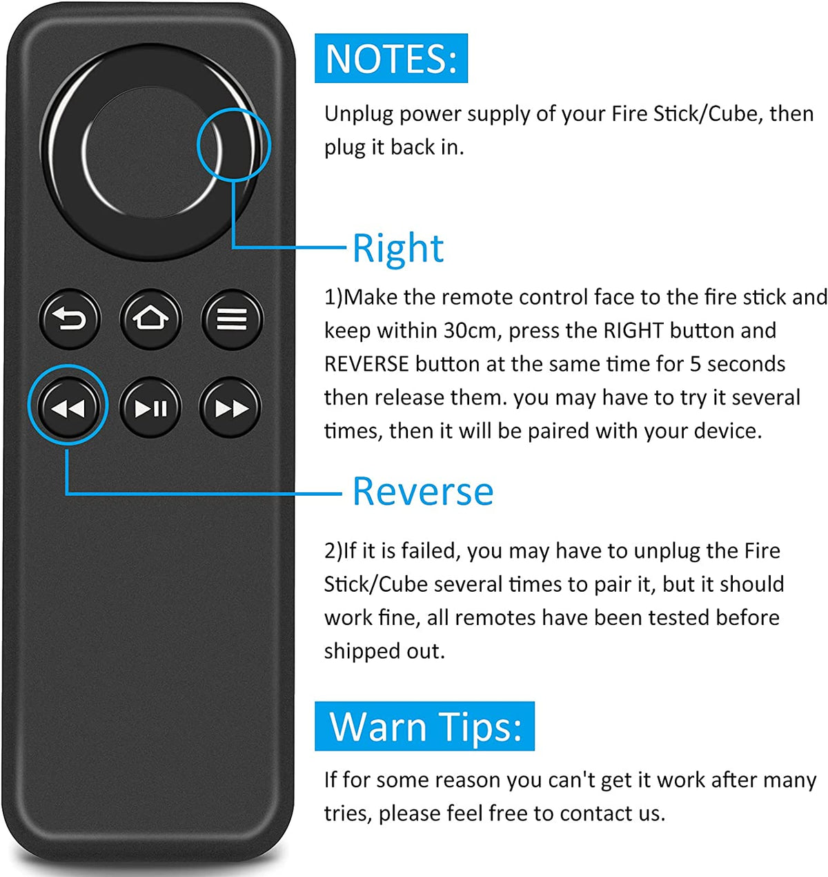 Replacement Remote Control Compatible with Amazon Fire Stick and Amazon Fire Cube Without Voice Function - AMGUR